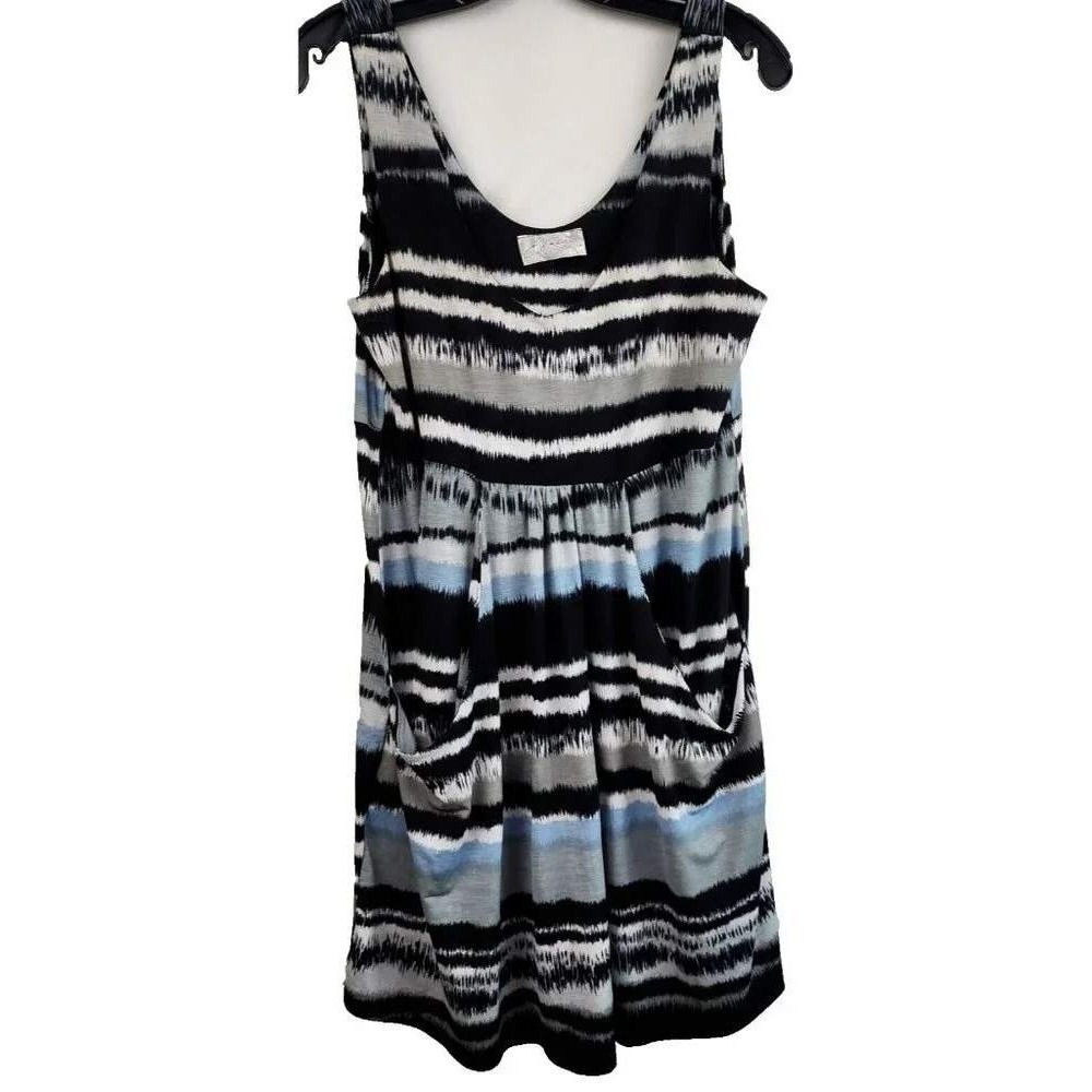 J Valdi BOHO Babydoll Tank Dress Womens Small Striped Sleeveless Beach